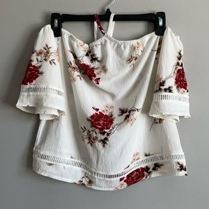 NWOT PrettyLittleThing Maybelle Floral Bardot Crop Top